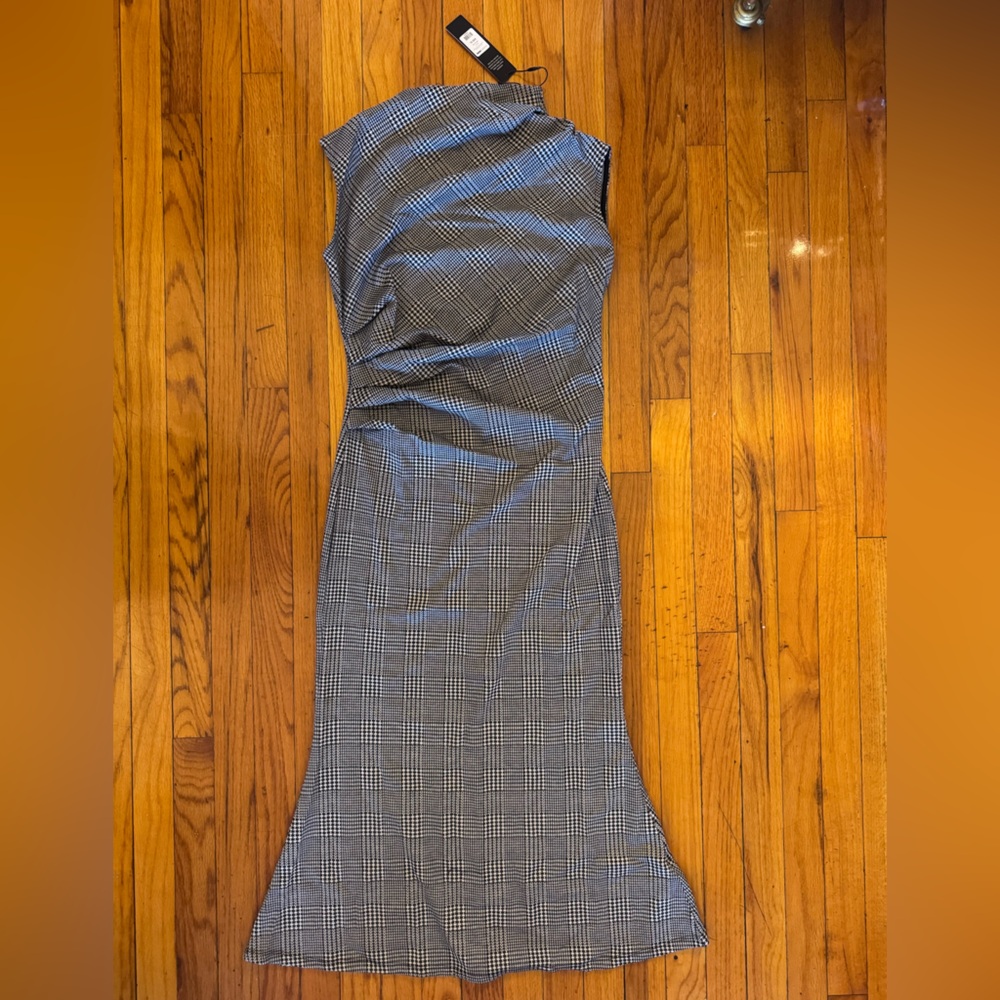 Fashion Nova Black & White Plaid Maxi Skirt